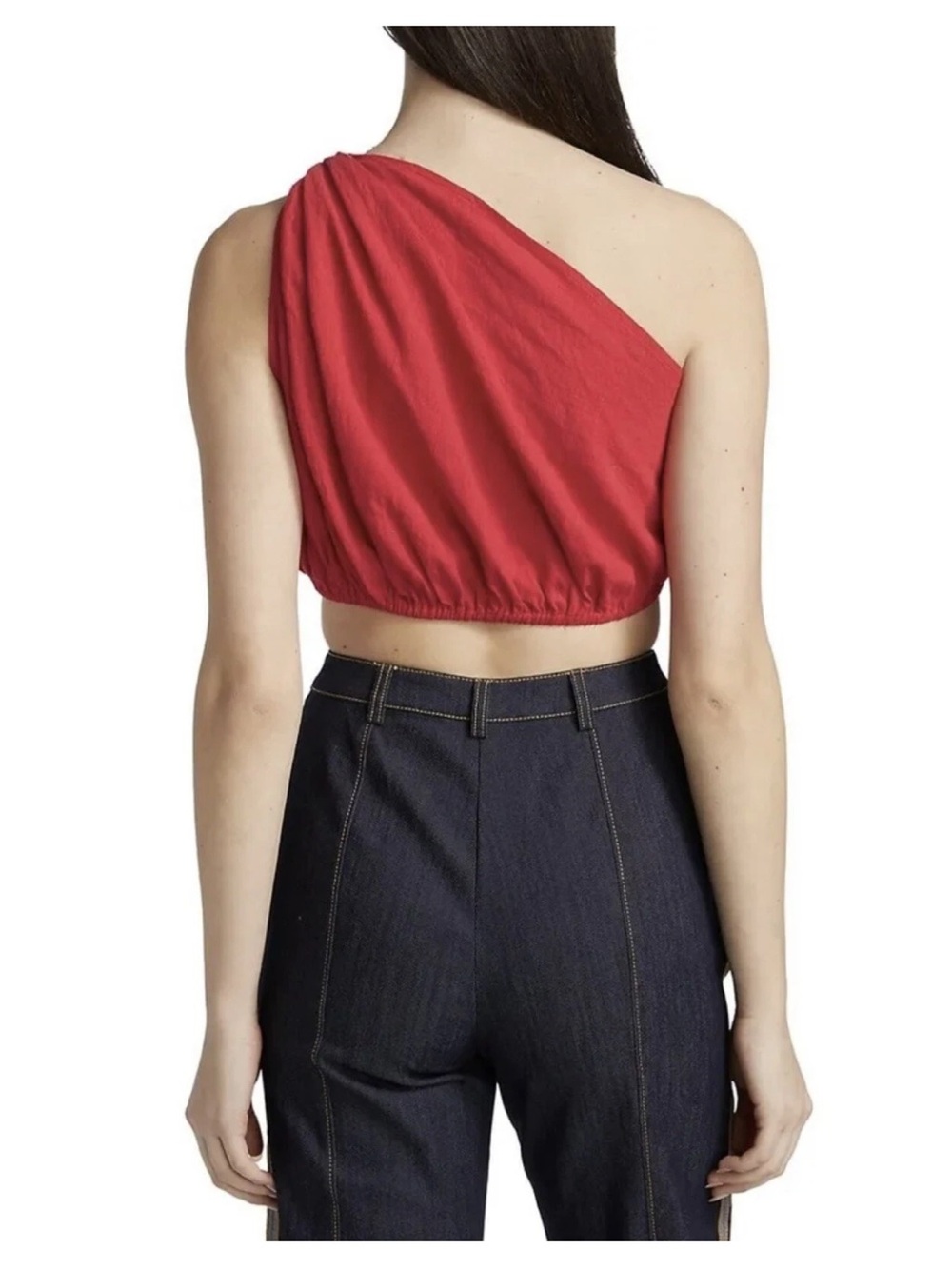 Farm Rio Red One Shoulder Crop Top - Picture 2 of 7